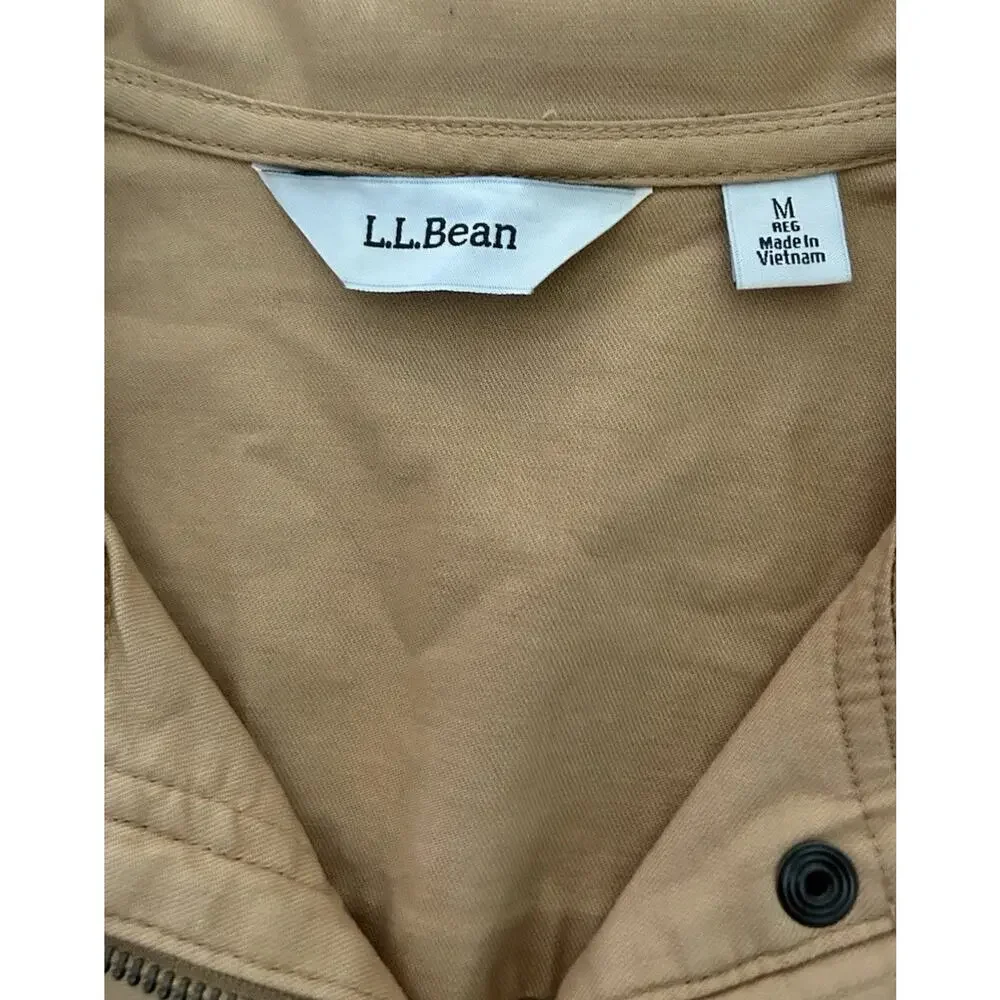 LL Bean BeanFlex Jacket Womens Med Utility Field Military Full Zip Pockets Khaki